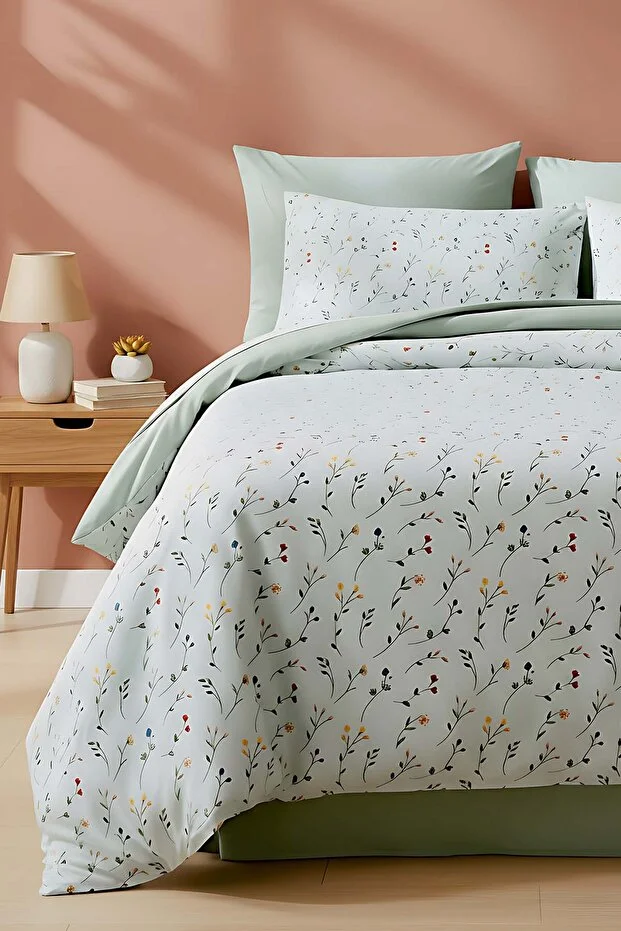 Clara Yeşil Çift Kişilik Nevresim Takımı Pamuklu